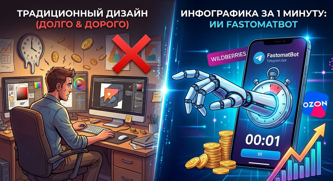 Инфографика для маркетплейсов за 1 минуту: как ИИ убивает рынок дизайна